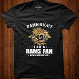 Damn Right I Am A Rams Fan Now And Forever Los Angeles Rams New Design T Shirt - Nekotee