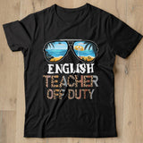 English Teacher Off Duty Leopard Sunglasses Palm Tree Beach T Shirt Shirt - Nekotee