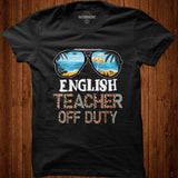 English Teacher Off Duty Leopard Sunglasses Palm Tree Beach T Shirt Shirt - Nekotee