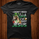 Horse Patrick's Day I Don't Need Luck I've Got Jesus Christ Long Sleeve T Shirt - Nekotee