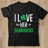 I Love Her Shamrocks T Shirt St Patrick's Day Couples T Shirt Shirt - Nekotee