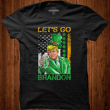 Lets Go Brandon St Patricks Day Trump American Flag Shamrock T Shirt - Nekotee