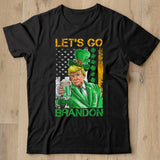 Lets Go Brandon St Patricks Day Trump American Flag Shamrock T Shirt - Nekotee