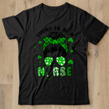 Messy Bun Lucky To Be A Nurse St. Patricks Day T Shirt - Nekotee