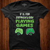 P Is For Playing Video Games Boys St Patricks Day Men Gaming T Shirt - Nekotee