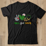 Peace Love Nursing Stethoscope Leopard St Patricks Day Nurse T Shirt Shirt - Nekotee