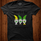St Patricks Day Here For The Shenanigans Gnome Shamrock Gift T Shirt - Nekotee