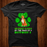 St Patricks Day My Heart Is Held By The Paws Of A Brown Pitbull Terrier Shirt - Nekotee