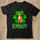 St Patricks Day My Heart Is Held By The Paws Of A Brown Pitbull Terrier Shirt - Nekotee