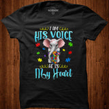 Womens Autism Awareness I'm His Voice He Is My Heart Elephant Mom V Neck T Shirt - Nekotee