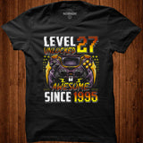 Level 27 Unlocked Awesome Since 1995 27th Birthday Gaming Shirt - Nekotee